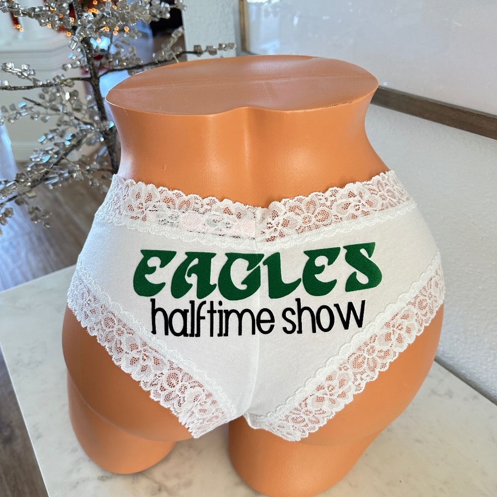 NWT White Victoria Secret Panty Personalized w/ Eagles Halftime Show Size XL